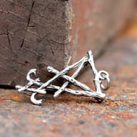 Front view of 316L stainless steel textured Lucifer sigil pendant