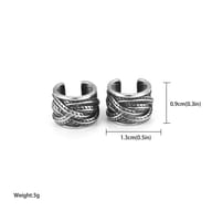 Vintage oxidized finish on stainless steel feather pattern ear cuff