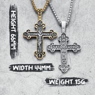 Side profile of the Jesus cross pendant, highlighting its substantial thickness and relief.