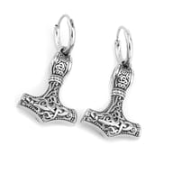 Scale and detail view of Mjolnir Thor's hammer charm earrings