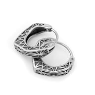 Both stainless steel rune hoop earrings displayed flat against a neutral background