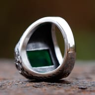 Angled studio shot showing durable two-tone finish and band thickness