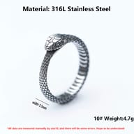 Men's Viking snake ring on a rustic background, emphasizing its design.