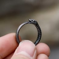 Side profile of the snake ring, showcasing its intricate coiled form.
