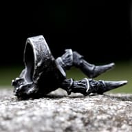 Top-down view of the durable 316L stainless steel skull ring, highlighting its heavy construction and intricate details