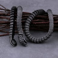 Detailed shot of interlocking 316L stainless steel snake scale links