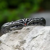 Angle view showing the robust design and polished interior of the Viking bracelet.