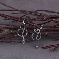 Pair of unisex punk snake dangle earrings displayed side by side