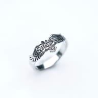 Overhead perspective of the Viking eagle ring, emphasizing its robust design and finish.