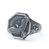 Striking 316L stainless steel Norse Flying Eagle ring, highlighting its full design and finish.