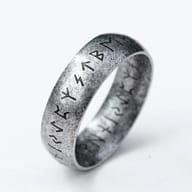 Distressed finish Viking rune band ring in 316L stainless steel