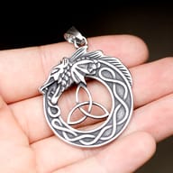 Viking ouroboros necklace displayed with A chain option
