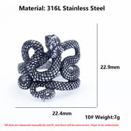 Side profile of the 316L stainless steel snake ring, emphasizing the wrap-around design and polished inner surface.