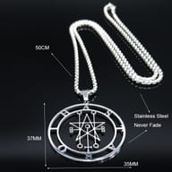 Reverse side of the Astaroth Sigil stainless steel pendant, smooth and polished.