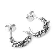Top down view of both stainless steel eagle talon stud earrings