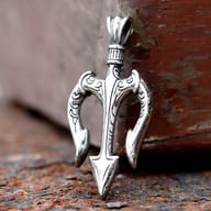 Vintage stainless steel trident pendant paired with chain option B