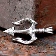 Lifestyle view of men's stainless steel trident pendant necklace on chest