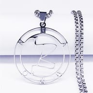 Focus on the intricate Mammon sigil design within the round stainless steel pendant.