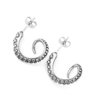 Back view of the octopus tentacle stud earrings displaying the secure post clasps