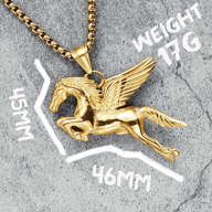 Detailed view of the Pegasus pendant's head and flowing mane.