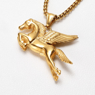 Reverse side of the 316L stainless steel Pegasus pendant, showing its solid construction.