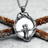 Gothic Magic Mirror Skull Stainless Steel Pendant Necklace thumbnail 6