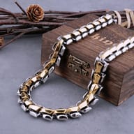 Close-up of the interlocking 316L stainless steel dragon bone links