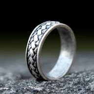 Reverse side view of the 316L stainless steel ring displaying its robust plain band