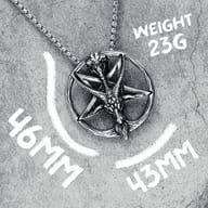 Rear view of the polished 316L stainless steel Baphomet Pentagram pendant.