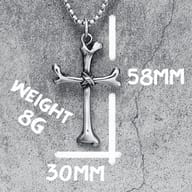 Back view of the robust 316L stainless steel bone cross necklace pendant, showing solid construction.