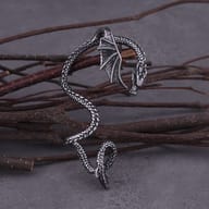 Close up of textured steel scales along the tail of the dragon ear cuff