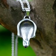Back view of the solid stainless steel skull pendant