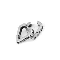 Pair of unisex minimalist Viking style rectangular steel hoop earrings